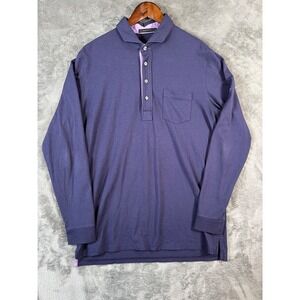 Greyson Polo Shirt Mens Large Purple Long Sleeve Pima Cotton Embroidered Casual